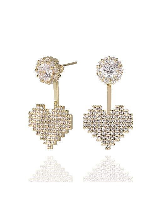 18K Gold Plated Hypoallergenic Stud Earrings Pave Cubic Zirconia Fashion Letter Initial Earrings Clear with Nice Gifts Box