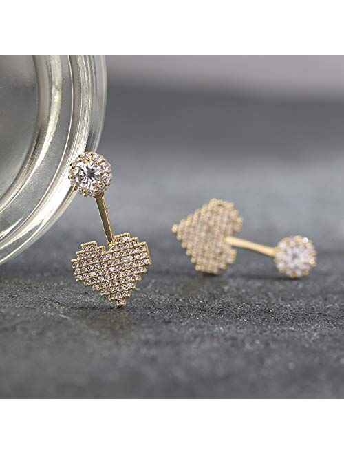 18K Gold Plated Hypoallergenic Stud Earrings Pave Cubic Zirconia Fashion Letter Initial Earrings Clear with Nice Gifts Box