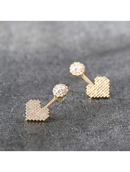 18K Gold Plated Hypoallergenic Stud Earrings Pave Cubic Zirconia Fashion Letter Initial Earrings Clear with Nice Gifts Box