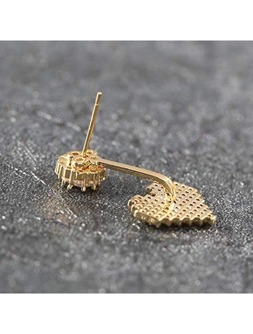 18K Gold Plated Hypoallergenic Stud Earrings Pave Cubic Zirconia Fashion Letter Initial Earrings Clear with Nice Gifts Box