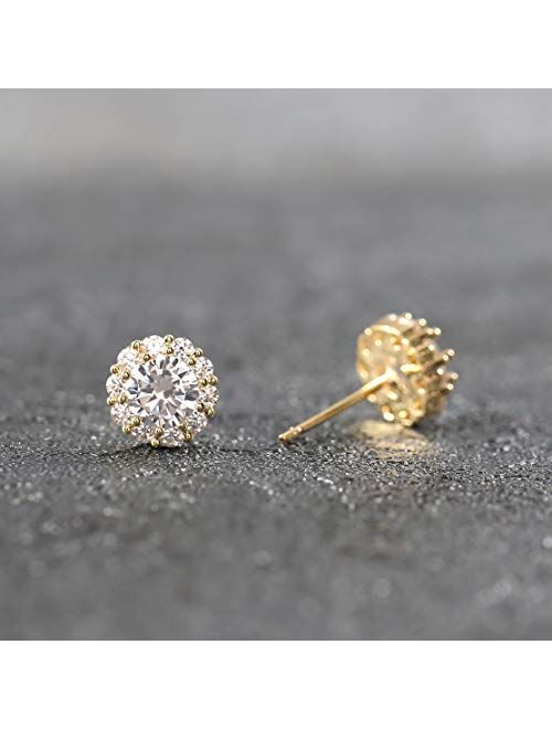 18K Gold Plated Hypoallergenic Stud Earrings Pave Cubic Zirconia Fashion Letter Initial Earrings Clear with Nice Gifts Box