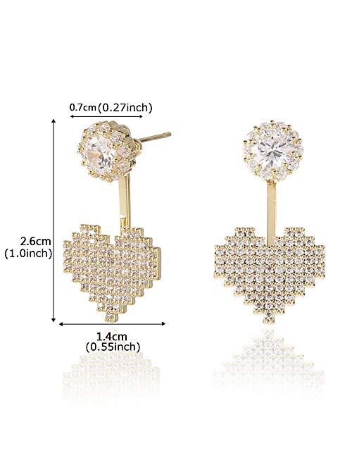 18K Gold Plated Hypoallergenic Stud Earrings Pave Cubic Zirconia Fashion Letter Initial Earrings Clear with Nice Gifts Box