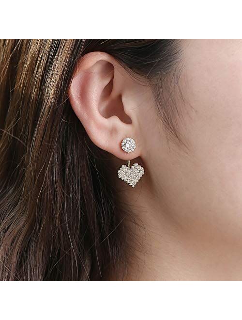 18K Gold Plated Hypoallergenic Stud Earrings Pave Cubic Zirconia Fashion Letter Initial Earrings Clear with Nice Gifts Box