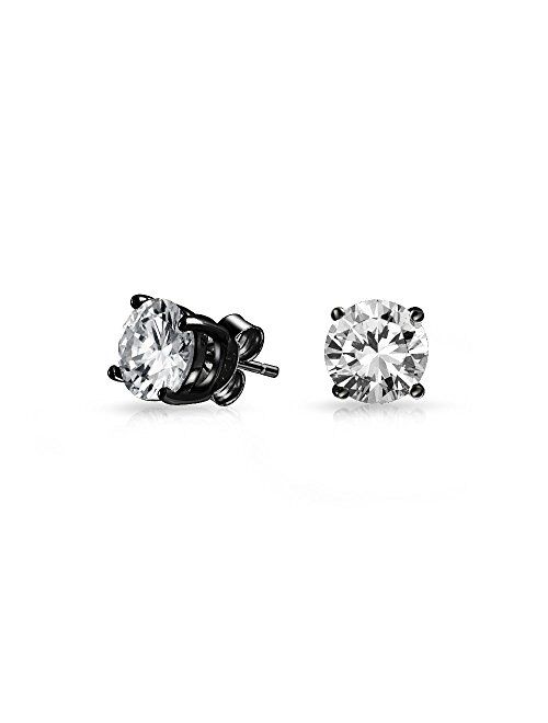 Goth Triple Spike Arrow Cubic Zirconia CZ Jacket Stud Earrings For Women Teen Black 14k Gold Plated 925 Sterling Silver