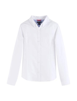 Long Sleeve Oxford Girls Buttondown Collar Blouse, Kids School Uniform Clothes