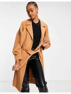 Y.A.S formal coat with tie waist and volume sleeve in lion