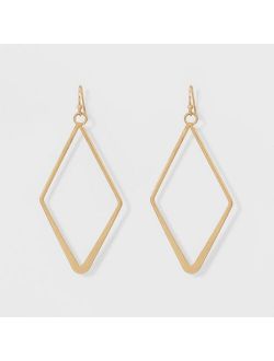 Open Work Diamond Shape Drop Earrings - Universal Thread Gold