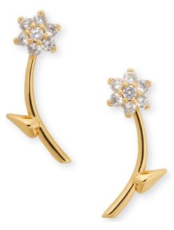 Gold-Tone Crystal Forget-Me-Not Front-and-Back Earrings