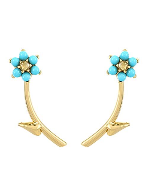 Kate Spade New York Gold-Tone Crystal Forget-Me-Not Front-and-Back Earrings