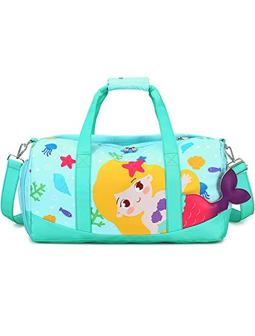 BLUBOON Duffle Bag Girls Kids Cute Gym Bag with Shoes Compartment & Wet Separation Waterproof Sports Overnight Travel Bag