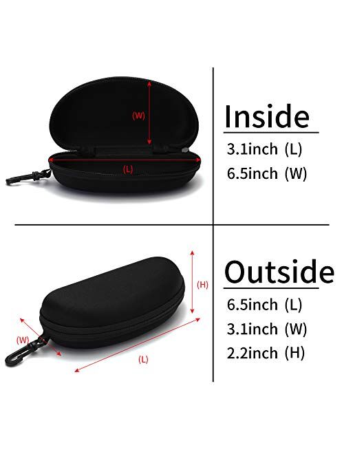 Sunglasses Case,(3 Pack) Portable Travel Zipper Eyeglasses Frame glasses Case Hook For Mens and womens