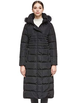 Women Warm Down Jacket with Hood Fur Raglan Sleeve Coat