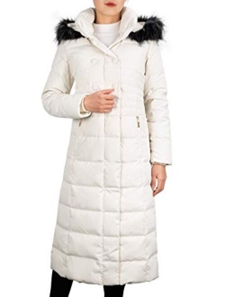 Women Warm Down Jacket with Hood Fur Raglan Sleeve Coat