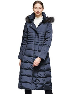 Women Warm Down Jacket with Hood Fur Raglan Sleeve Coat