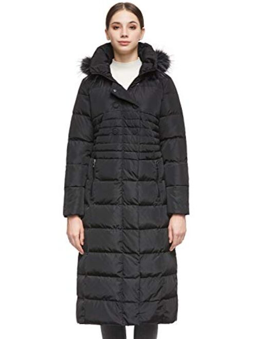 Orolay Women Warm Down Jacket with Hood Fur Raglan Sleeve Coat