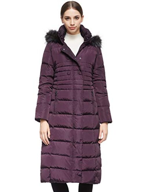 Orolay Women Warm Down Jacket with Hood Fur Raglan Sleeve Coat