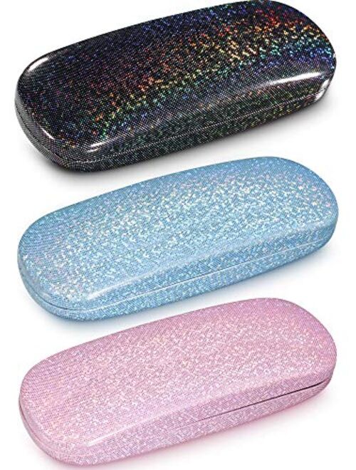 3 Pieces Hard Shell Glasses Cases Eyeglasses Sunglasses Case with Eyeglass Cleaning Cloth