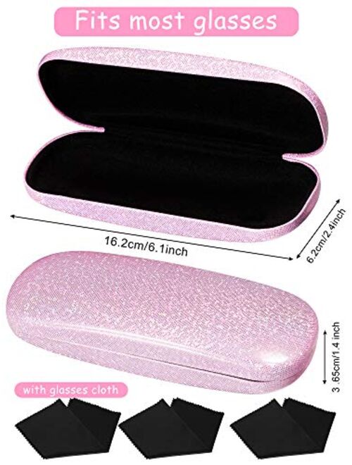 3 Pieces Hard Shell Glasses Cases Eyeglasses Sunglasses Case with Eyeglass Cleaning Cloth