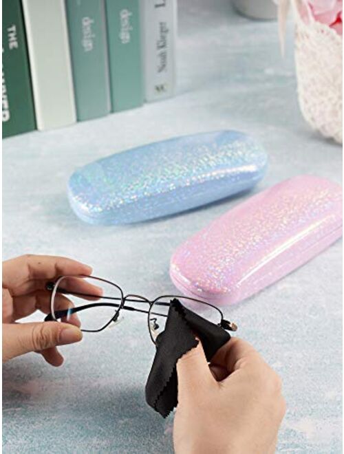 3 Pieces Hard Shell Glasses Cases Eyeglasses Sunglasses Case with Eyeglass Cleaning Cloth