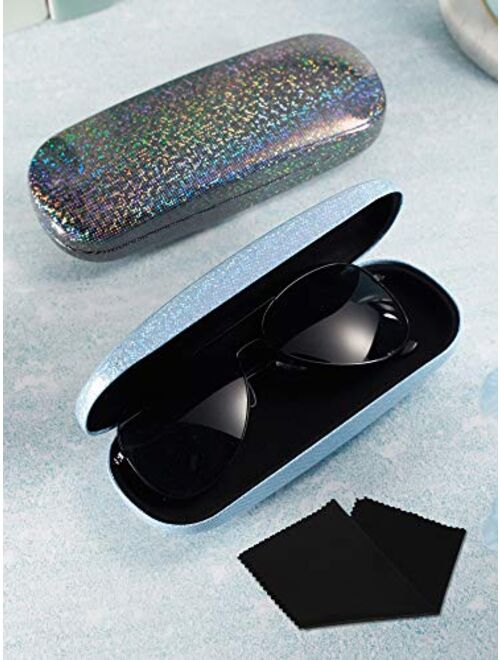 3 Pieces Hard Shell Glasses Cases Eyeglasses Sunglasses Case with Eyeglass Cleaning Cloth