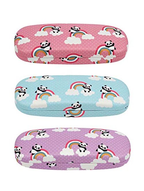 [4 PACK / 3 PACK], JAVOedge Printed Pattern Durable Hard Clamshell Eyeglass Case with Bonus Microfiber Cloth