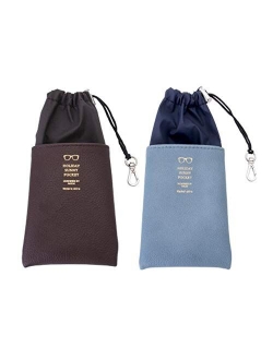 2PCS Portable Eyeglass Pouch Sunglass Goggles Case for Woman with Cleaning Cloth