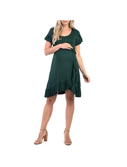 Ruffle Dress with Butterfly Sleeves and Adjustable Belt