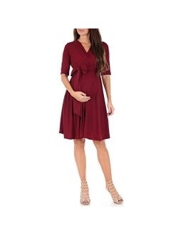 Women's Knee Length Wrap Dress with Belt for Baby Shower or Casual Wear