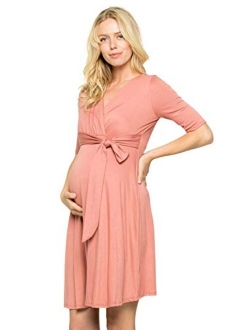 My Bump Women's Overlay Printed Baby Shower Nursing Maternity Wrap Dress