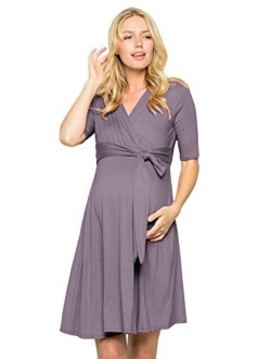 My Bump Women's Overlay Printed Baby Shower Nursing Maternity Wrap Dress