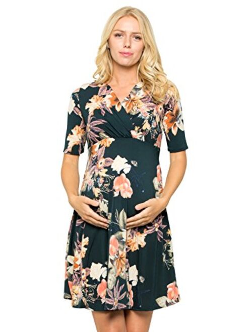 My Bump Women's Overlay Printed Baby Shower Nursing Maternity Wrap Dress