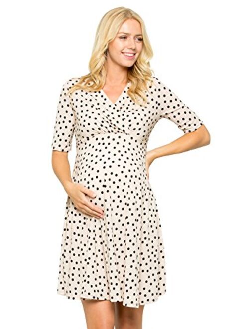 My Bump Women's Overlay Printed Baby Shower Nursing Maternity Wrap Dress