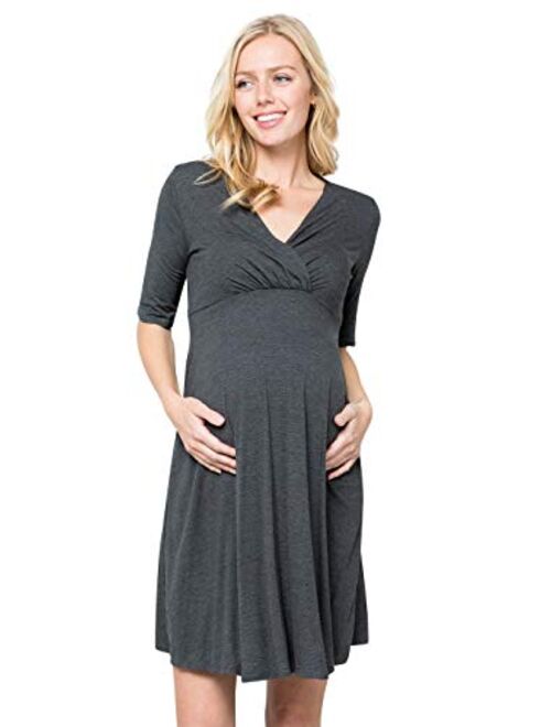 My Bump Women's Overlay Printed Baby Shower Nursing Maternity Wrap Dress