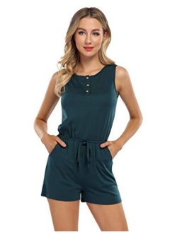 Coolmee Maternity Dress Women's Scoop Neck Sleeveless Tank Top Summer Short Jumpsuit