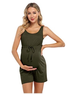 Coolmee Maternity Dress Women's Scoop Neck Sleeveless Tank Top Summer Short Jumpsuit