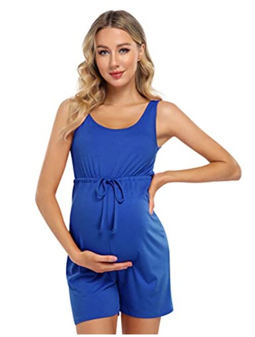 Coolmee Maternity Dress Women's Scoop Neck Sleeveless Tank Top Summer Short Jumpsuit