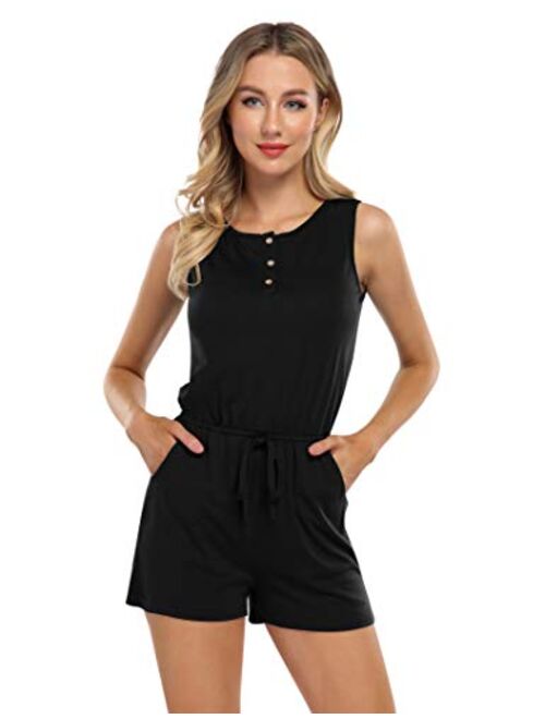 Coolmee Maternity Dress Women's Scoop Neck Sleeveless Tank Top Summer Short Jumpsuit