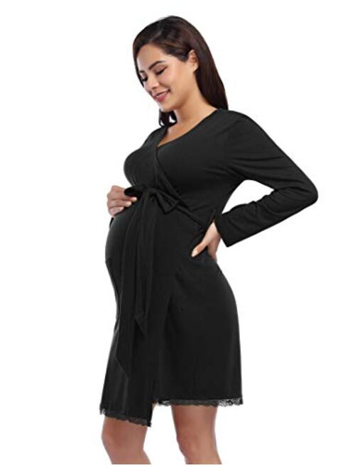 Coolmee Maternity Dress 3 in 1 Labor/Delivery/Nursing Hospital Gown,Women's Maternity Nightgown with Button