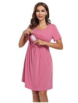 Coolmee Maternity Dress Women's V-Neck A-Line Knee Length Wrap Dress Swing Dresses for Baby Shower or Casual Wear