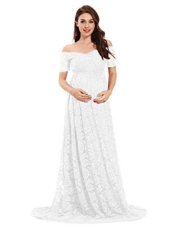 MYZEROING Maternity Dress for Photo Shoot-Lace Maternity Gown for Baby Shower, Photography