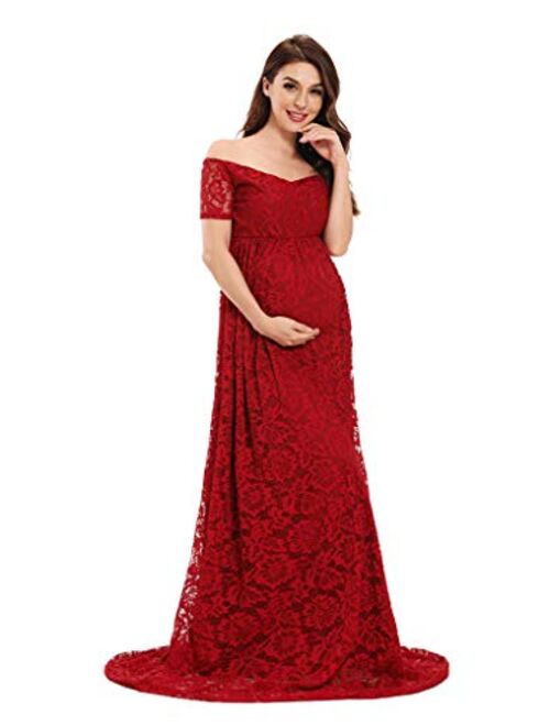 MYZEROING Maternity Dress for Photo Shoot-Lace Maternity Gown for Baby Shower, Photography