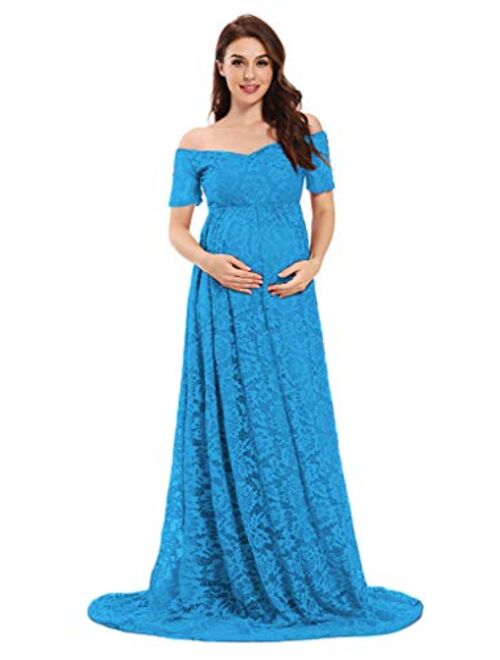 MYZEROING Maternity Dress for Photo Shoot-Lace Maternity Gown for Baby Shower, Photography