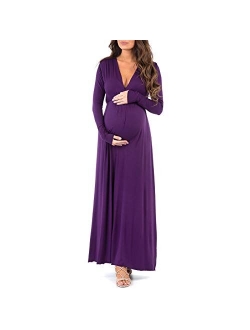 Women's Long Sleeve Maternity Dress with Waist Tie For Casual Wear or Baby Shower