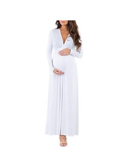 Women's Long Sleeve Maternity Dress with Waist Tie For Casual Wear or Baby Shower