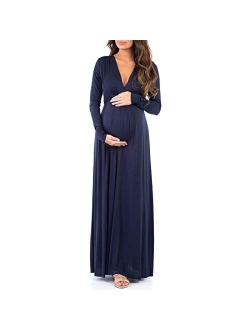 Women's Long Sleeve Maternity Dress with Waist Tie For Casual Wear or Baby Shower