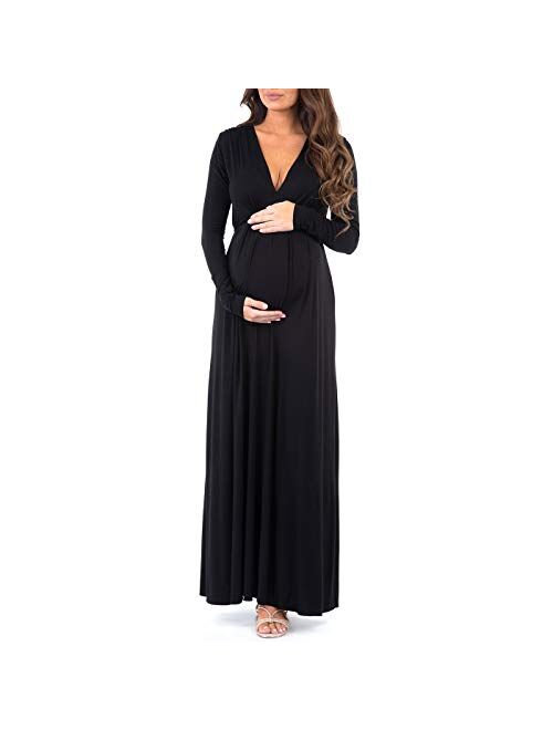 Mother Bee Maternity Women's Long Sleeve Maternity Dress with Waist Tie For Casual Wear or Baby Shower