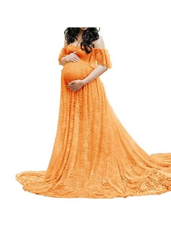 COSYOU Womens Maternity Dresses Gown Off Shoulder Maxi Dress for Baby Shower Photo Props Party