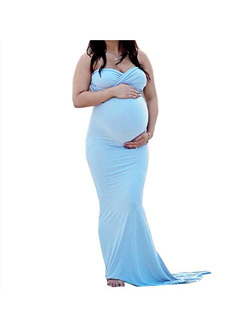 COSYOU Womens Maternity Dresses Gown Off Shoulder Maxi Dress for Baby Shower Photo Props Party