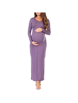 Women's Maternity Ruched Dress with Side Slits