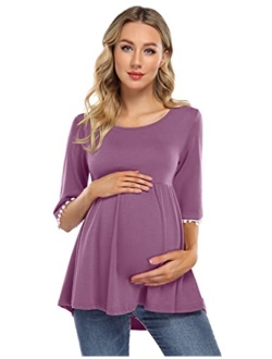 Coolmee Maternity Tunics Women's Maternity Tops Sleeve Balls Casual Tunic Tops Blouse Pregnancy Tee Shirt for Women